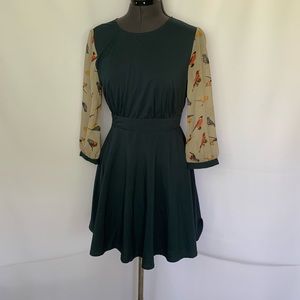 Blue dress with bird sleeves